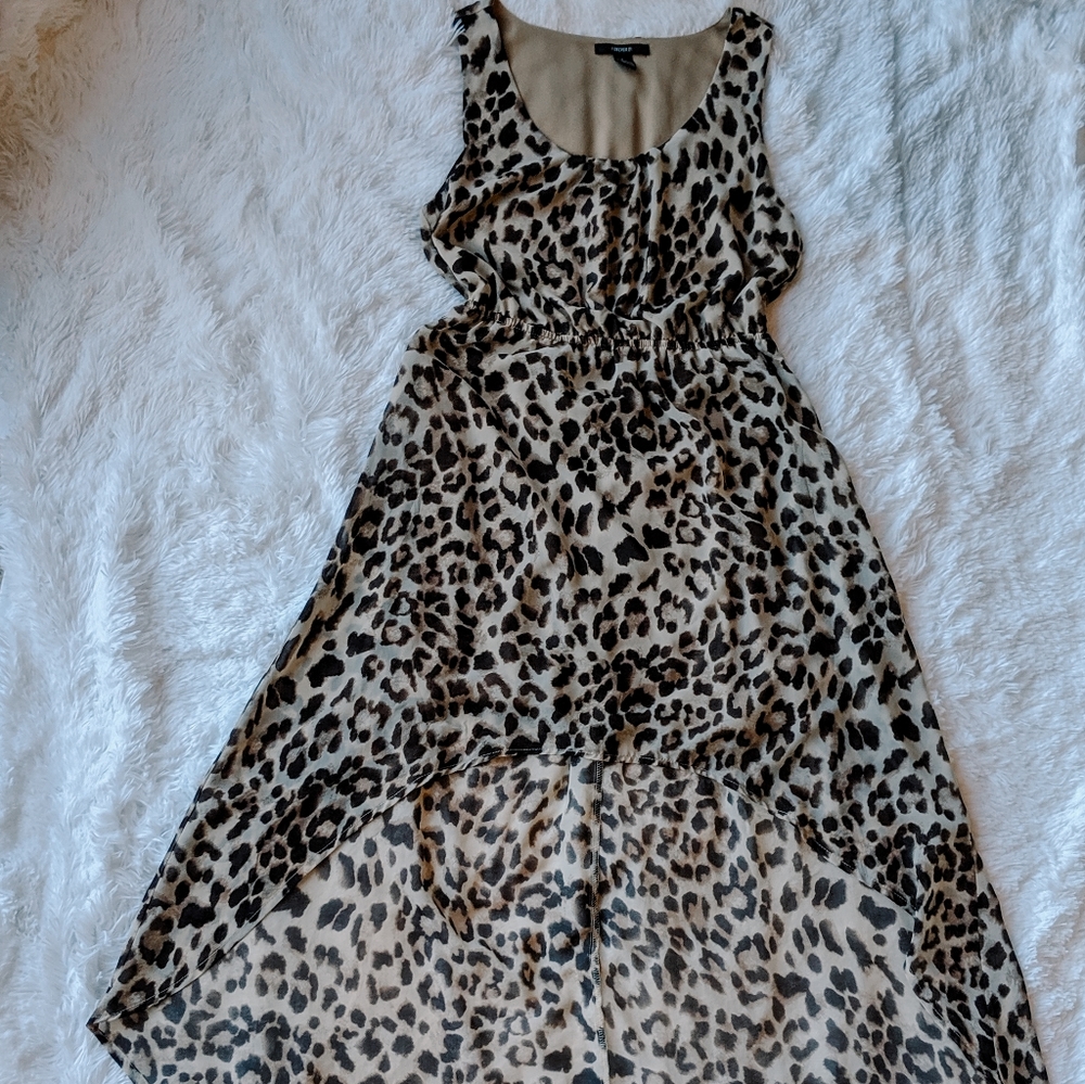 Flowy leopard print high low maxi tank dress